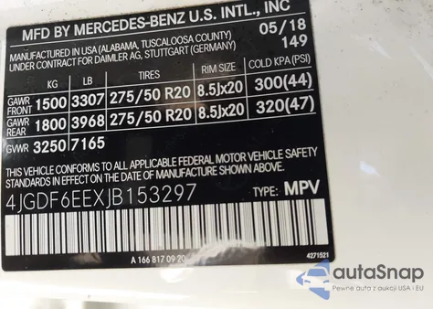 2018 Mercedes-Benz Gls 450 4Matic z USA, uszkodzony, nr VIN 4JGDF6EEXJB153297